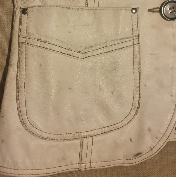 Danier Distressed Leather Jacket Limited Edition in Off-white XS - Picture 11 of 12